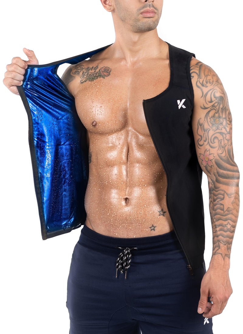 Kewlioo Men's Premium Zip Sauna Tank Top for Men - Heat Trapping Sauna Shirt for Men, Compression Sweat Suit for Gym, Workouts, Exercise, Fitness, Mens Sauna Suit (Black, S/M) - Image 1